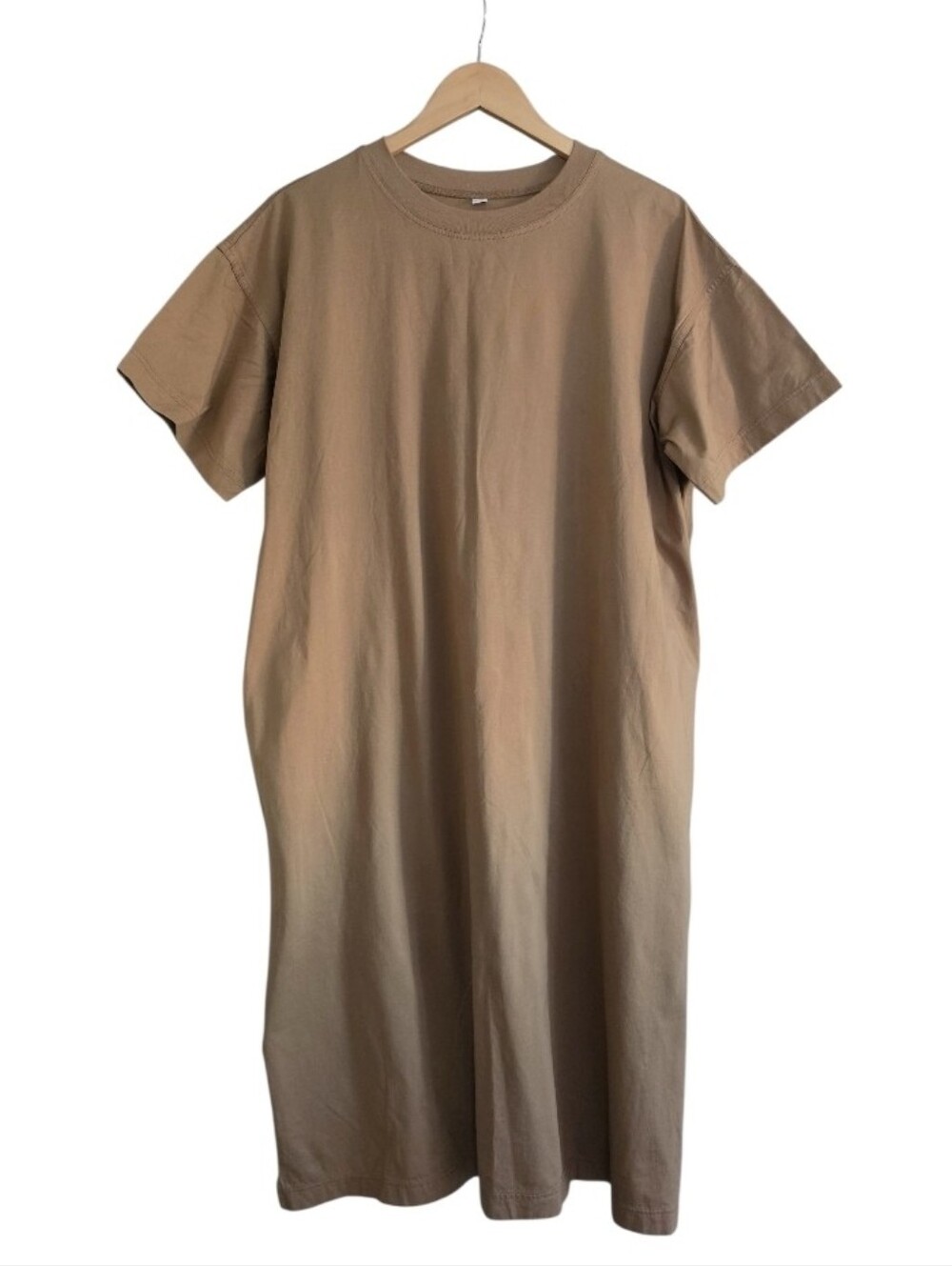 Uniqlo Camel Brown Midi T-Shirt Dress